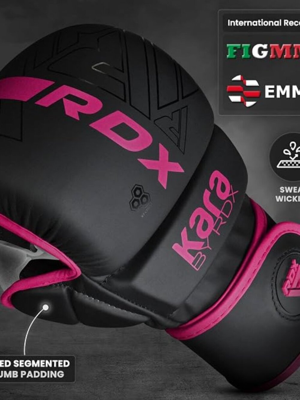 RDX 7oz MMA Sparring Hybrid Training Gloves Black Pink Maya Hide